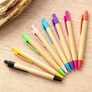 Eco Friendly Recycled Kraft Paper Click Gel Ink <b>Pen</b> Biodegradable <b>Retractable</b> Advertising <b>Pen</b> With Colorful Plastic Parts - Product Image 5