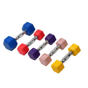 Hot Selling Custom Logo Fitness geräte Gummi beschichtete Hanteln Hochwertige kostenlose Gewichtheben Bunte Frauen Hex Hanteln - Product Image 6