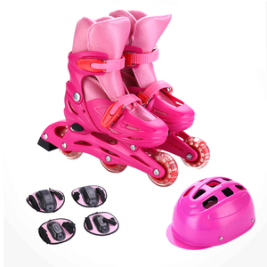Ensemble de protections amusantes pour enfants : casque, genouillères et chaussures de roller pour filles - Product Image 1