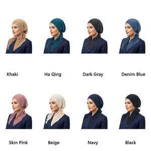 Gorro Turbante con Pedrería y Rayas, Gorro Musulmán de Moda para Mujer, Turbante Versátil Curvo, Hiyab con Pañuelo Interior - Product Image 4