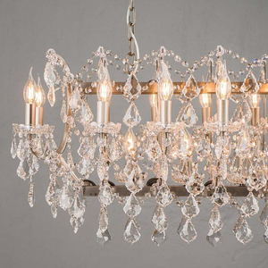 Lámpara colgante rectangular de cristal estilo rústico con brazos lineales tipo vela para decoración de mesa de comedor - Product Image 2