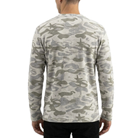 T-shirt personnalisé pour homme en maille gaufrée à manches longues, coupe ample et oversize, imprimé camouflage numérique, en coton de haute qualité