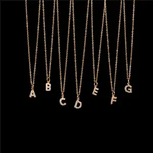 Collar De Mujer New 26 English Letters Stainless Steel Sparkling Zirconia Pendant Necklace With Diamond Necklace For Women
