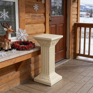 Piedistallo in Resina Stile Greco Scanalato - Finitura Effetto Pietra Crema, Colonna Decorativa per <span class=keywords><strong>Giardini</strong></span> e Patio in Stile Cottage <span class=keywords><strong>Inglese</strong></span> - Product Image 6