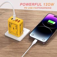 Enchufe EU/US GAN 120W Super Flash Charge, Cargador Rápido de 120W, Adaptador de Viaje Portátil, Cargador Rápido para Teléfono Inteligente, Cargador USB