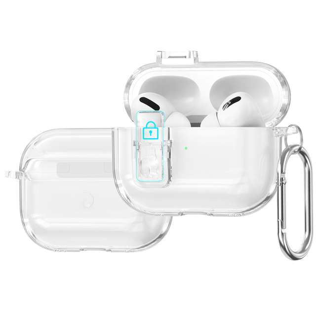 Durable TPU+PC Earphone Case for AirPods 4 /Pro 2/3, with Carabiner Clip for Running, Shockproof Protective Shell for Headphones