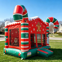 Château gonflable commercial en PVC pour Noël, maison de rebond gonflable Père Noël et bonhomme de neige, idéal pour la location à domicile ou les centres commerciaux
