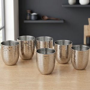 Verre en acier inoxydable martelé, résistant à la chaleur, compatible lave-vaisselle, design minimaliste pour adultes, idéal pour les fêtes - Product Image 3