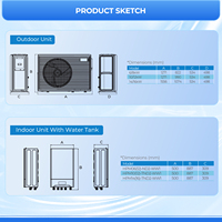 Prix de fabrication en Chine Mini eau chaude sans conduit de haute qualité dans un système de chauffage EVI DC Inverter Hybrid Split Heat Pump
