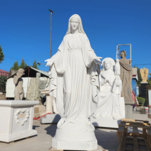 Estatua Religiosa Clásica de la Virgen María en Mármol Blanco Natural - Product Image 2