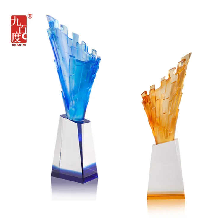 Jadevertu kişiselleştirilmiş kristal kupa üreticisi fabrika sıcak satış özelleştirilmiş ucuz kristal cam el trophy