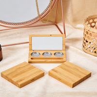 Palette de maquillage en bambou, emballage vide pour fards à paupières avec miroir, boîte d'emballage cosmétique, fournisseur de logo personnalisé