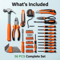 Ensemble d'outils de mécanicien professionnel de 56 pièces pour l'entretien quotidien à domicile et les tâches d'assemblage de meubles