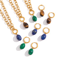 Collar de Bambú con Ojo de Tigre de Piedra Natural, Accesorio de Lujo Ligero, No se Desvanece, Joyería de Verano de Alta Gama en Acero Inoxidable