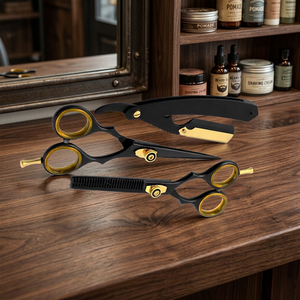 ASAP - Juego de Tijeras de Peluquería Profesionales de Acero Inoxidable Negro Mate para Diestros, Mango Largo, 28 Dientes, Tijeras de Peluquero para Salón - Product Image 2