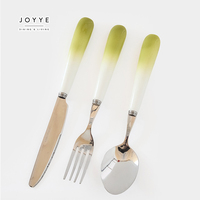 Ensemble de couverts en acier inoxydable avec manche en céramique personnalisé JOYYE, couleur dégradée, couteau, fourchette, cuillère pour table à manger, OEM ODM en gros