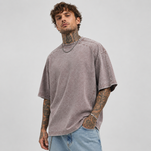 เสื้อยืดครอปพิมพ์ลายกราฟิกแบบวินเทจทรงโอเวอร์ไซส์ สตรีทแวร์ พร้อมป้ายห้อยแบบกำหนดเอง แบรนด์ส่วนตัว เสื้อยืดผู้ชาย - Product Image 1