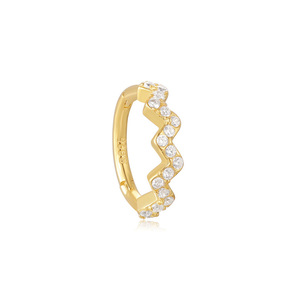 ROXI Pendientes de Cartílago y Anillo de Nariz Personalizados de Plata de Ley 925 con Incrustaciones de Circonita Ondulada, Joyería para Piercing S925 - Product Image 1