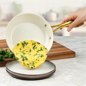 Ensemble de casseroles en céramique antiadhésives modernes, 13 pièces, avec couvercles en verre et finition bleue, pour cuisinières à gaz et à induction - Product Image 6