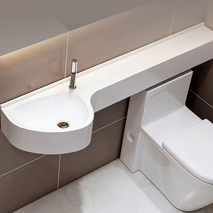 Lavabo Contemporaneo in Composito SMC <span class=keywords><strong>Salvaspazio</strong></span> Minimalista con Piano d'Appoggio Laterale - Product Image 2