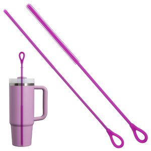 Brosse de nettoyage de pailles en silicone réutilisable avec noyau en acier flexible, brosse à bouteille extra longue et souple pour le nettoyage des pailles - Product Image 6