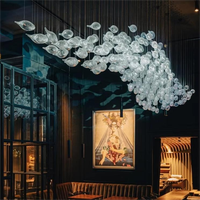 Lustre personnalisé ANNO en forme de poisson, luminaire suspendu sculptural en forme de vague océanique pour hall d'hôtel, restaurant