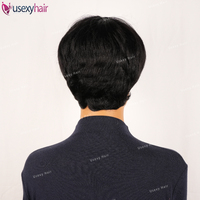 Perruque coupe courte et lisse Bob perruque coupe Pixie cheveux humains avec frange cheveux vierges brésiliens perruque bon marché sans dentelle sur le devant