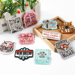 Customizable Colorful Acrylic Flatbacks Nurse Badge <b>Holders</b> With Floral And Pattern Designs For DIY Decorations - Product Image 2