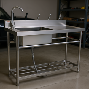 Évier commercial Vevor à cuve unique, 47 pouces, en acier inoxydable, autoportant, pour garage - Product Image 2