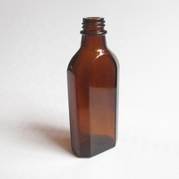 Bouteille rectangulaire en verre ambré 50ml avec Pipettes noires vide 100ml 200ml 500ml flacon plat en verre ambré personnalisé