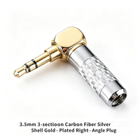 Câble pour casque stéréo 3,5 mm, prise en fibre de carbone dorée, coudé à 90 degrés