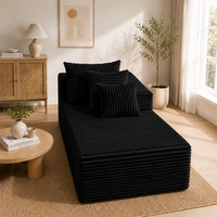 Ensemble de canapé modulaire en forme de L, canapé-lit moderne, design écologique, tissu en velours côtelé capitonné, canapé compressé sans assemblage