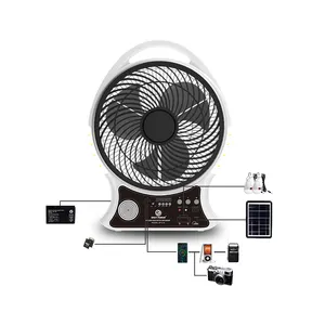 14 inch AC DC lead-acid elicttric rechargeable solar fan radio speaker table ventilation fans solar