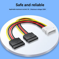 Kabel Daya Hard Disk SATA 15pin 2in1 USB, Adaptor 4 Pin 15 Pin, Selubung PVC, Pengisian Daya Komputer, Transmisi Data, 20cm, Hitam, ODM