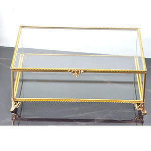 Gold Metal Packaging Storage Organizer Luxury Glass Women <strong>Girls</strong> Small Luxury <strong>Jewellery</strong> Gift <strong>Box</strong> - Product Image 3