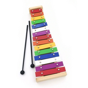 15 Note Kids Rainbow Glockenspiel With Metal Bars Wooden Frame And 2 Rubber Mallets For <b>Musical</b> Enlightenment - Product Image 3