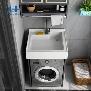 Mobile Coprilavatrice da Bagno con Lavabo Singolo o Doppio e Specchio per Bagno Hotel - Product Image 1