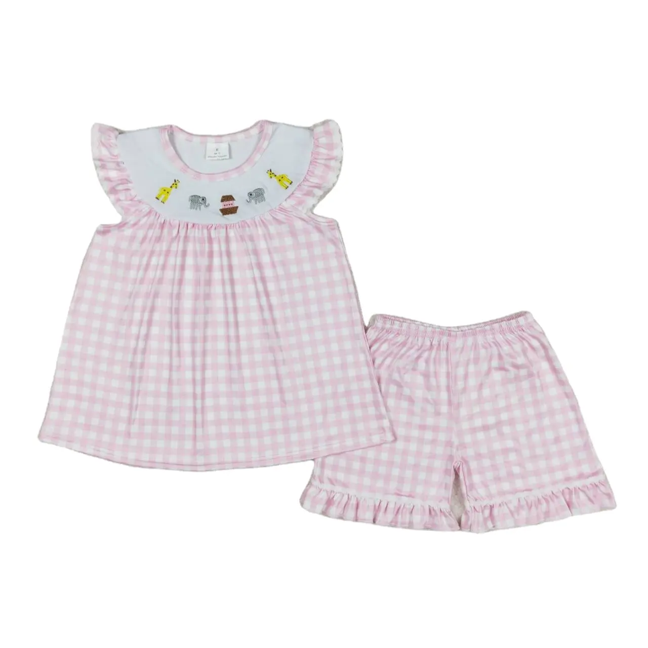 2024 New Design Children's Two Piece Set Baby animal Printed Short Sleeve Shorts Set Summer Children Girls Set