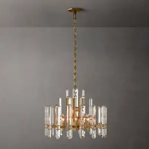 Collection d'éclairage américain de lampes de luxe en cuivre personnalisées pour restaurants et espaces intérieurs Lustre en cristal