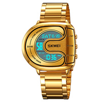 SKMEI 2298 jam tangan tahan air untuk pria, jam tangan Digital dengan fitur hitung mundur, Timer, tanggal LED, fungsi Alarm, tali baja tahan karat kelas militer