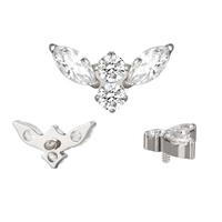 Perhiasan tindik mode ASTM F136 Titanium internal berulir atas anting Helix cincin hidung Labret perhiasan bagus grosir