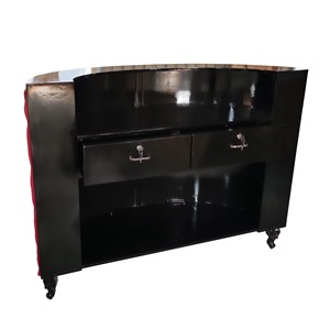 RD02 Bancone Reception Curvo in Velluto <span class=keywords><strong>Rosso</strong></span> Trapuntato per Salone di Bellezza, Vendita Calda - Product Image 2