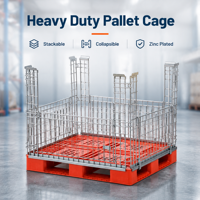 Cadre pour palette en grille de fil soudé en acier doux galvanisé Q235, empilable et détachable, pour usage en entrepôt