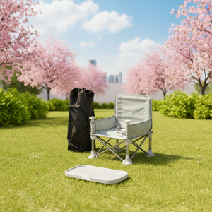 <span class=keywords><strong>Chaise</strong></span> haute d'appoint pliable et réglable en métal <span class=keywords><strong>gris</strong></span> pour enfants, idéale pour l'alimentation en extérieur - Product Image 1