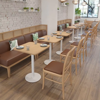 Ensemble canapé moderne minimaliste en bois massif avec chaise en rotin pour café de restauration rapide en bois naturel simple pour restaurant, loisirs ou centre commercial
