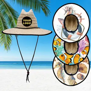Chapeau de sauveteur patch personnalisé hippocampe chapeaux de paille sunproof à large bord avec logo personnalisé