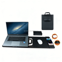 Nouvelle Housse de Protection 3-en-1 avec Recharge Sans Fil et Tapis de Souris en Cuir, Housse pour Ordinateur Portable et Tablette avec Recharge Sans Fil
