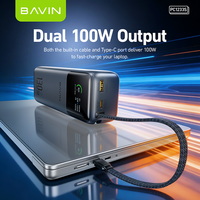 BAVIN PC1233S Batterie 20000mah avec affichage LED intelligent, double port de sortie 130W, Powerbank avec câble Type-C