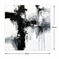 Peinture à l'huile impasto peinte à la main 60x60cm Noir Blanc Gris Toile de coton et de lin contemporaine Art mural pour la décoration moderne de la maison