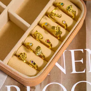Acciaio al titanio personalizzato 12 nascita anello di nascita con pietra anello anello aperto regolabile gioielli bijoux en acier inossidable
